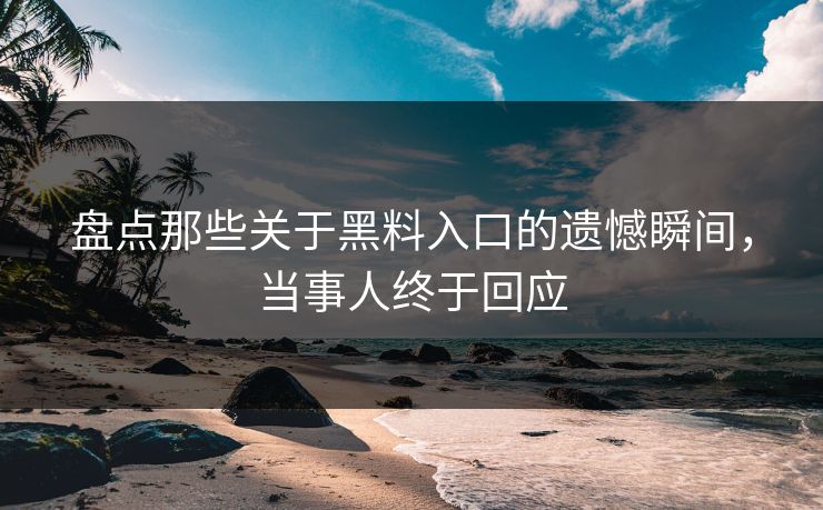 盘点那些关于黑料入口的遗憾瞬间，当事人终于回应