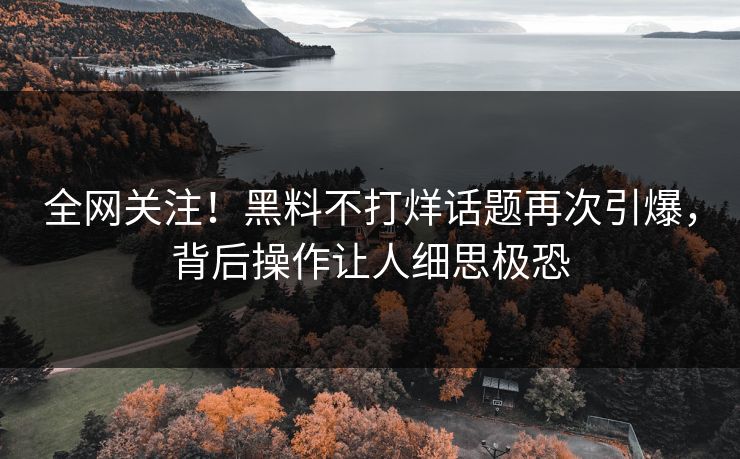 全网关注！黑料不打烊话题再次引爆，背后操作让人细思极恐