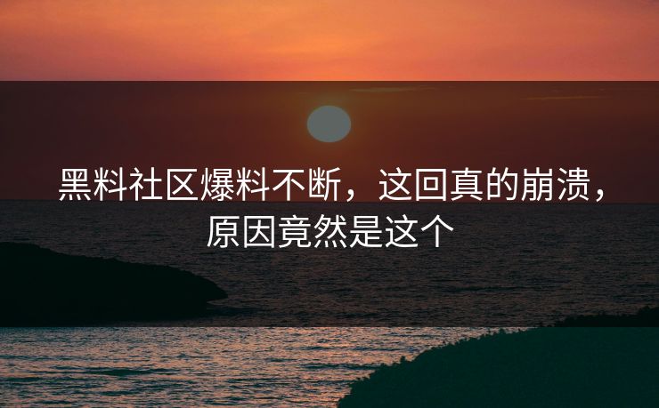 黑料社区爆料不断，这回真的崩溃，原因竟然是这个  第1张