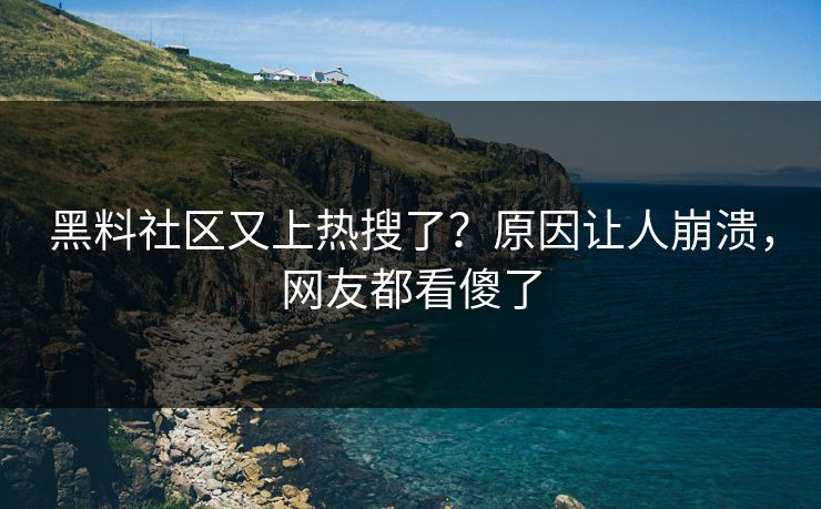 黑料社区又上热搜了？原因让人崩溃，网友都看傻了