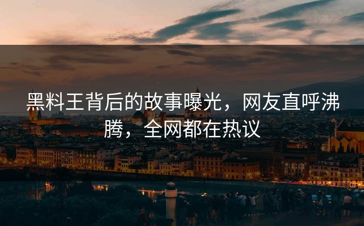 黑料王背后的故事曝光，网友直呼沸腾，全网都在热议  第1张