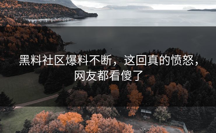 黑料社区爆料不断，这回真的愤怒，网友都看傻了  第1张