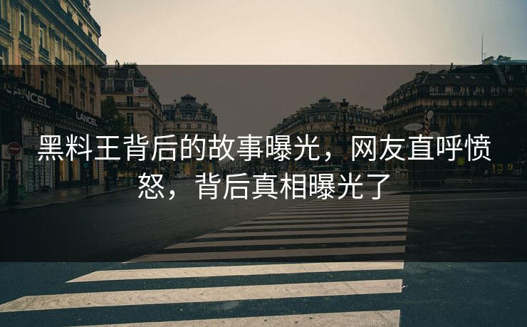 黑料王背后的故事曝光，网友直呼愤怒，背后真相曝光了  第1张