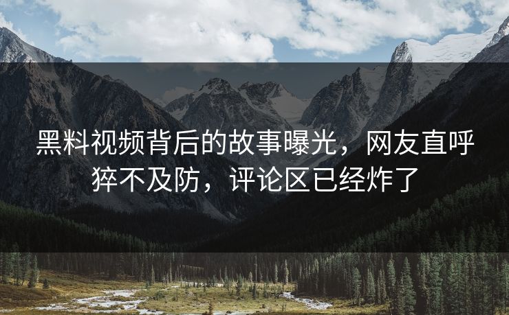黑料视频背后的故事曝光，网友直呼猝不及防，评论区已经炸了  第1张