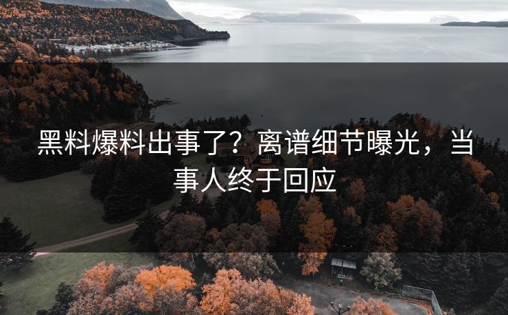 黑料爆料出事了？离谱细节曝光，当事人终于回应