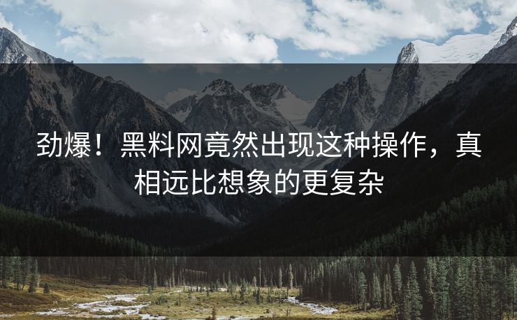 劲爆！黑料网竟然出现这种操作，真相远比想象的更复杂  第1张