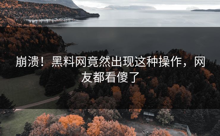 崩溃！黑料网竟然出现这种操作，网友都看傻了  第1张
