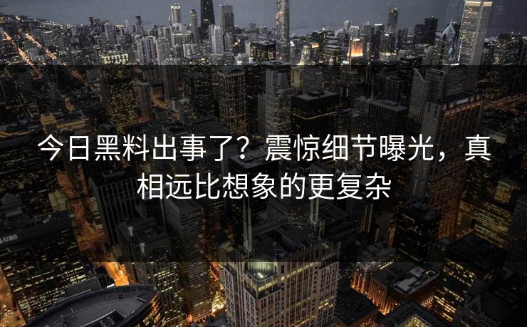 今日黑料出事了？震惊细节曝光，真相远比想象的更复杂  第1张