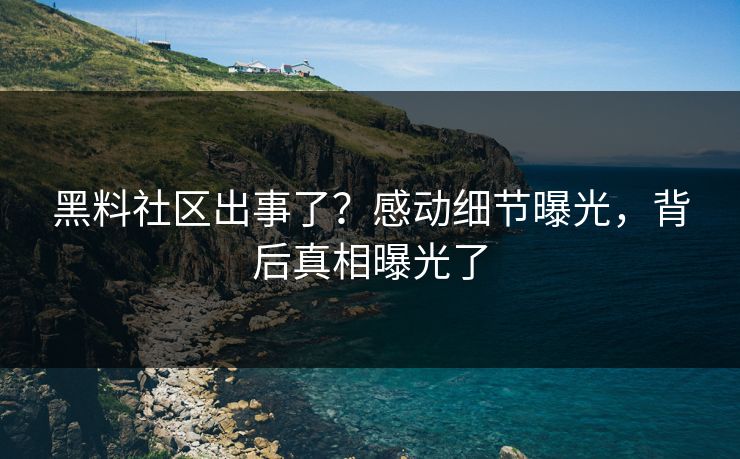 黑料社区出事了？感动细节曝光，背后真相曝光了