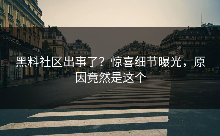 黑料社区出事了？惊喜细节曝光，原因竟然是这个  第1张