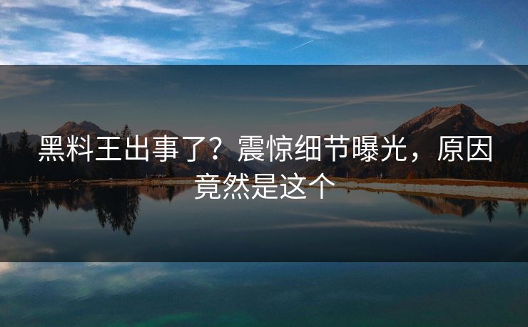 黑料王出事了？震惊细节曝光，原因竟然是这个  第1张