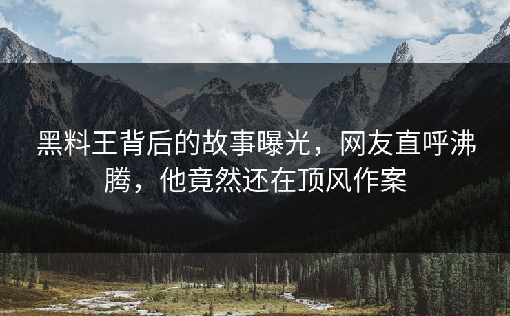 黑料王背后的故事曝光，网友直呼沸腾，他竟然还在顶风作案  第1张