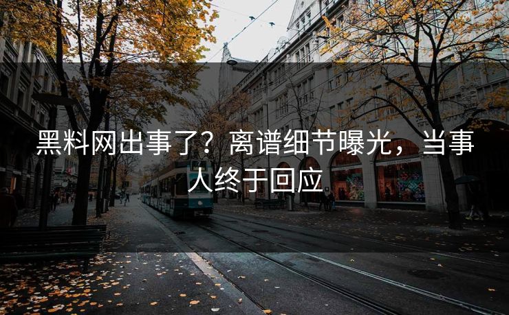 黑料网出事了？离谱细节曝光，当事人终于回应