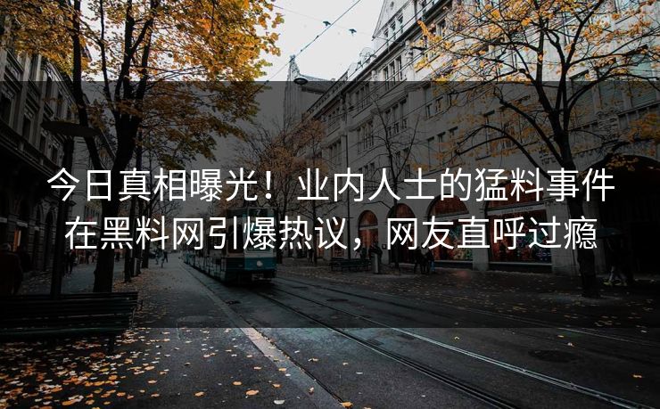 今日真相曝光！业内人士的猛料事件在黑料网引爆热议，网友直呼过瘾  第1张