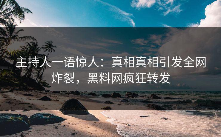 主持人一语惊人：真相真相引发全网炸裂，黑料网疯狂转发  第1张