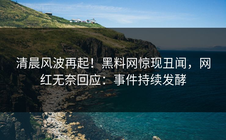 清晨风波再起！黑料网惊现丑闻，网红无奈回应：事件持续发酵