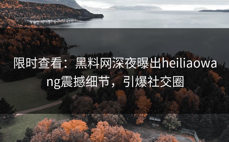 限时查看：黑料网深夜曝出heiliaowang震撼细节，引爆社交圈