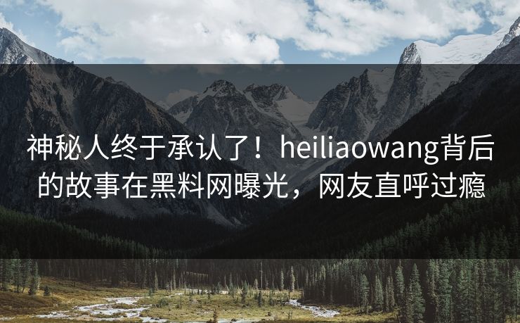 神秘人终于承认了！heiliaowang背后的故事在黑料网曝光，网友直呼过瘾  第1张