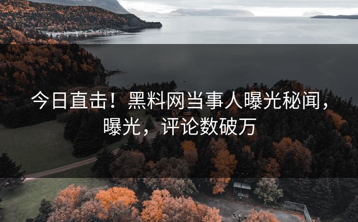 今日直击！黑料网当事人曝光秘闻，曝光，评论数破万