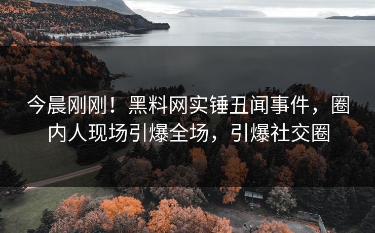 今晨刚刚！黑料网实锤丑闻事件，圈内人现场引爆全场，引爆社交圈