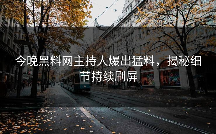 今晚黑料网主持人爆出猛料，揭秘细节持续刷屏  第1张