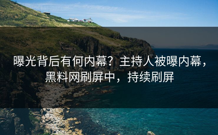 曝光背后有何内幕？主持人被曝内幕，黑料网刷屏中，持续刷屏  第1张