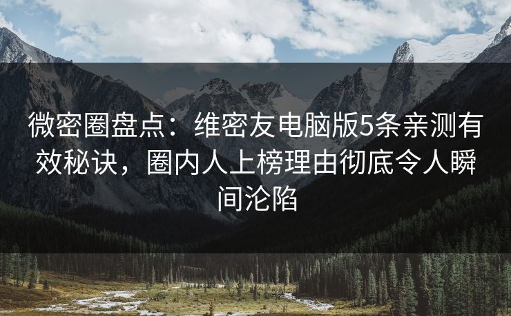 微密圈盘点：维密友电脑版5条亲测有效秘诀，圈内人上榜理由彻底令人瞬间沦陷  第1张