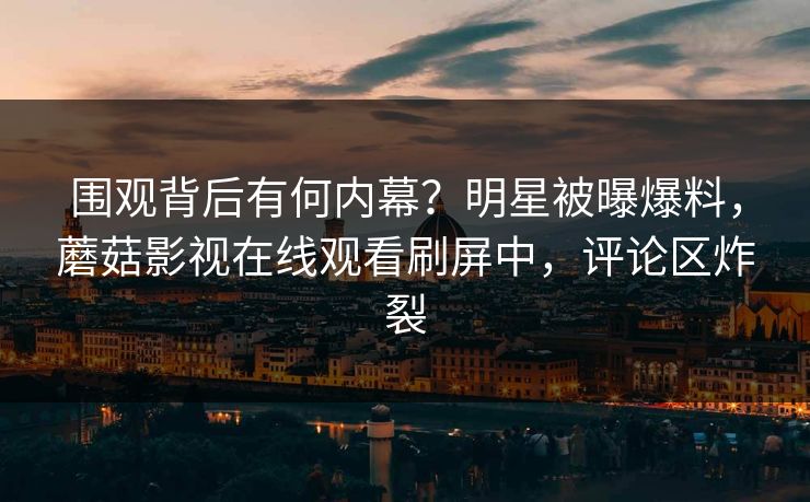 围观背后有何内幕？明星被曝爆料，蘑菇影视在线观看刷屏中，评论区炸裂  第1张