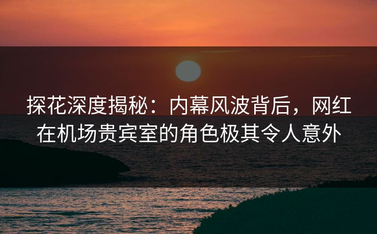 探花深度揭秘：内幕风波背后，网红在机场贵宾室的角色极其令人意外
