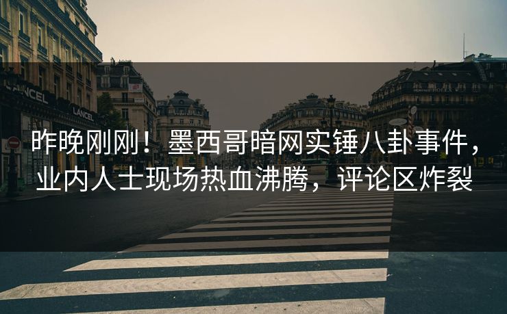 昨晚刚刚！墨西哥暗网实锤八卦事件，业内人士现场热血沸腾，评论区炸裂