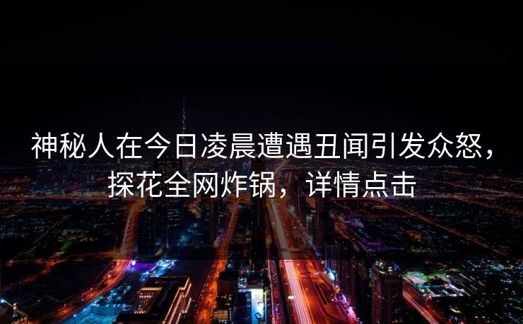 神秘人在今日凌晨遭遇丑闻引发众怒，探花全网炸锅，详情点击