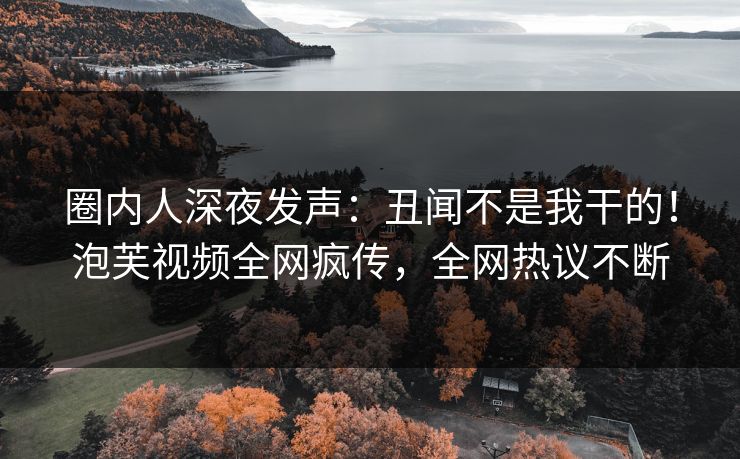 圈内人深夜发声：丑闻不是我干的！泡芙视频全网疯传，全网热议不断