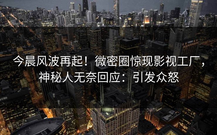 今晨风波再起！微密圈惊现影视工厂，神秘人无奈回应：引发众怒