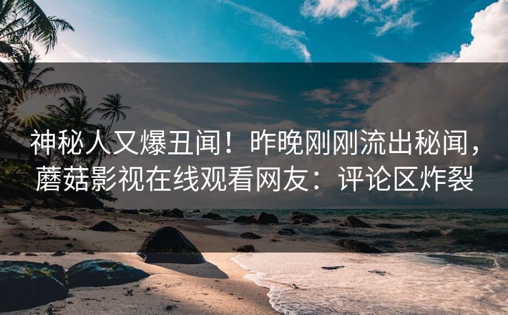 神秘人又爆丑闻！昨晚刚刚流出秘闻，蘑菇影视在线观看网友：评论区炸裂