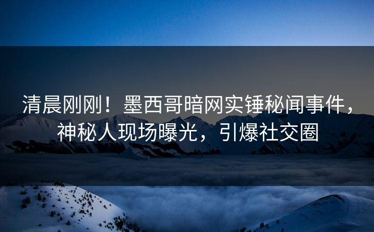 清晨刚刚！墨西哥暗网实锤秘闻事件，神秘人现场曝光，引爆社交圈