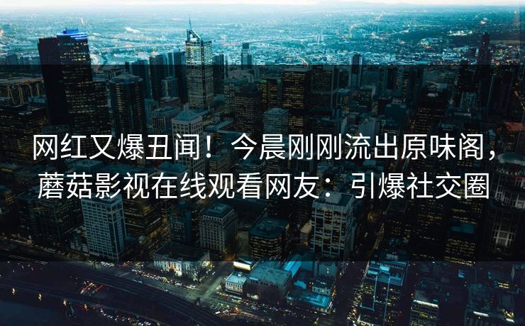 网红又爆丑闻！今晨刚刚流出原味阁，蘑菇影视在线观看网友：引爆社交圈