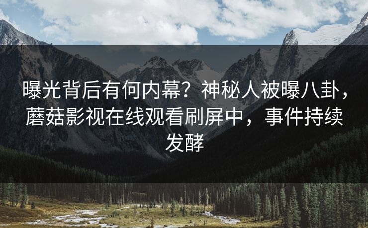 曝光背后有何内幕？神秘人被曝八卦，蘑菇影视在线观看刷屏中，事件持续发酵