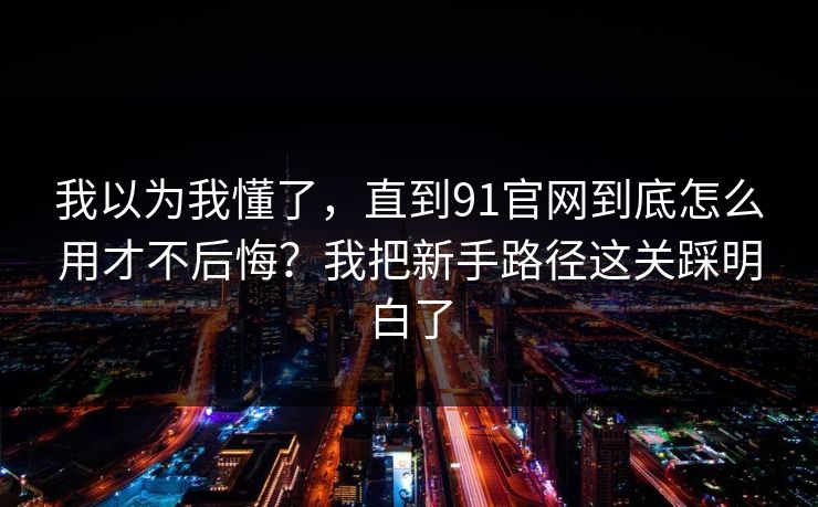 我以为我懂了，直到91官网到底怎么用才不后悔？我把新手路径这关踩明白了