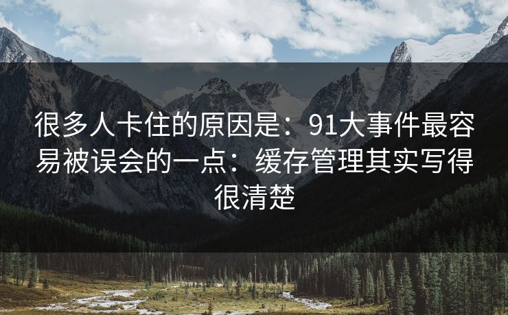很多人卡住的原因是:91大事件最容易被误会的一点:缓存管理其实写得很清楚